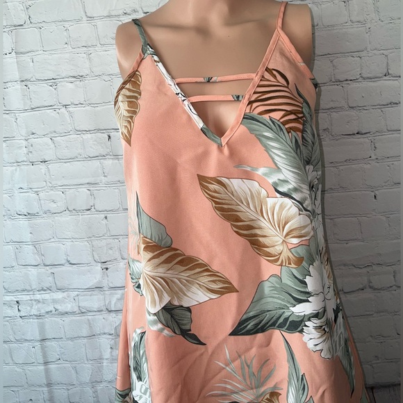 emery rose orange & green floral sleeveless blouse size XS - Picture 2 of 10
